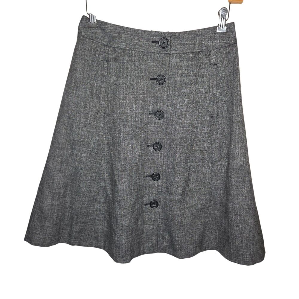Banana Republic 6 Skirt Dark Gray A Line Button Front Lined Pocket